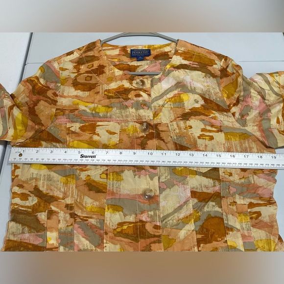 Pendleton Silk Watercolor Button Front Cropped Jacket Size M Petite MP PM - Picture 8 of 9